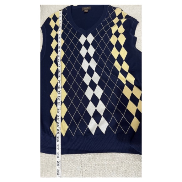 Men's Tasso Elba Golf Blue Yellow Argyle Print V-Neck Sweater Vest. Size XL - Picture 5 of 6